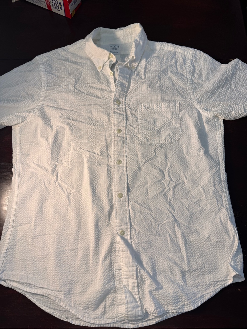 Brooks Brothers White Seersucker Button-Down Shirt